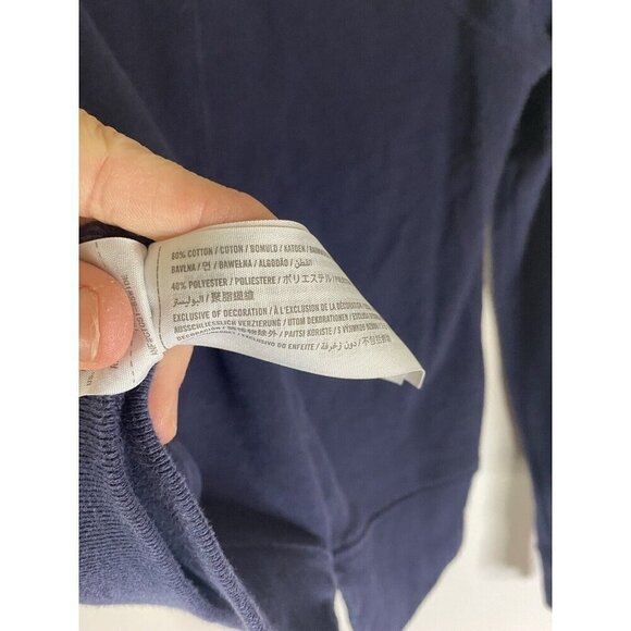 Abercrombie & Fitch Graphic Sweatshirt Crew Neck Navy Blue Y2K Size Small - Picture 7 of 7